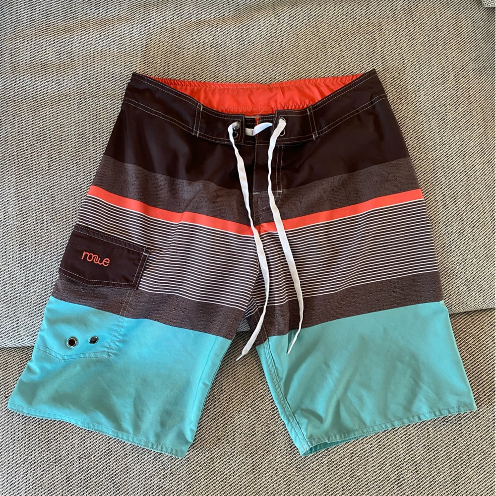 Light Blue, Gray, and Orange Board Short